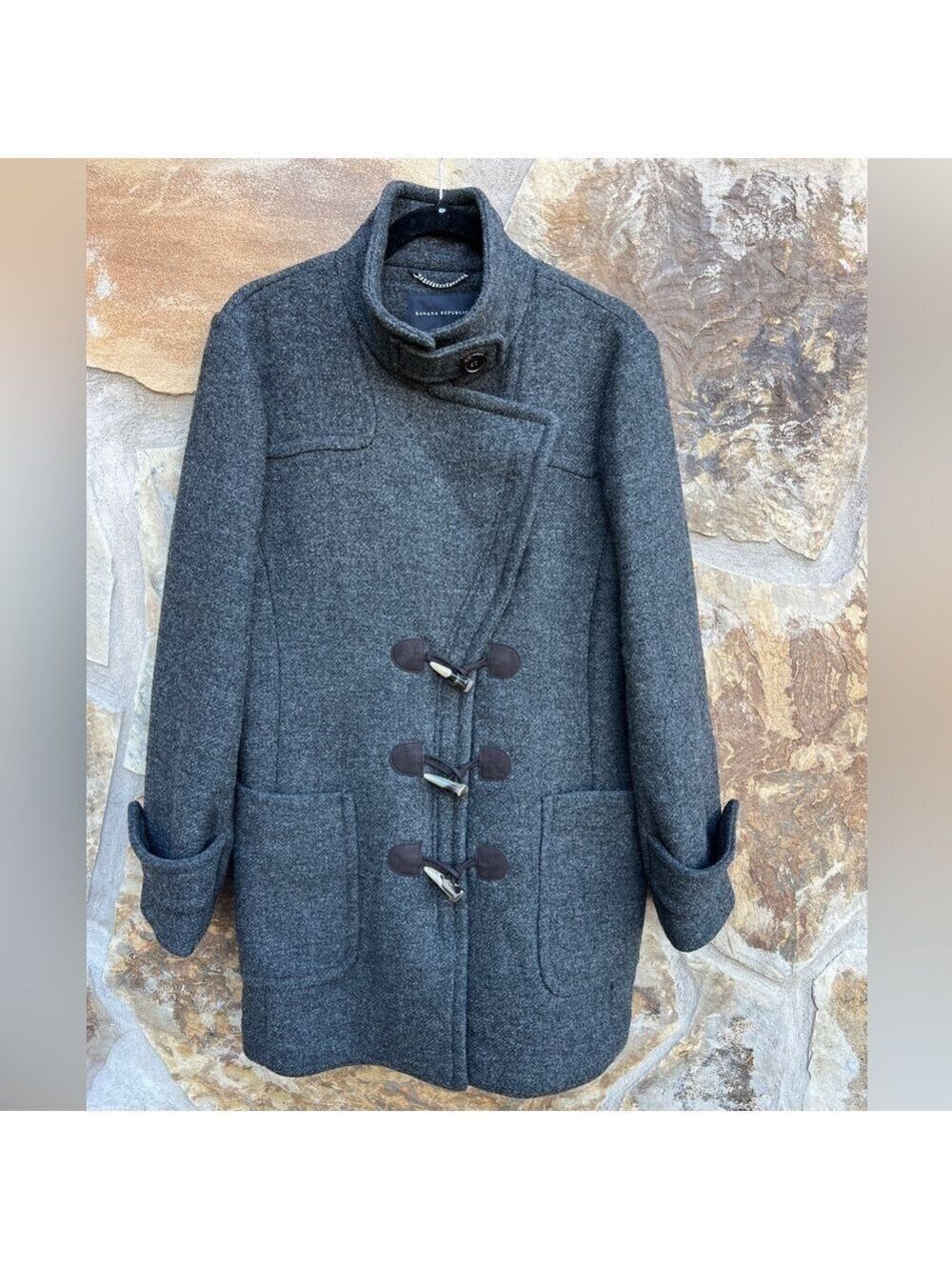 Banana Republic Office Quiet Luxury Fall Winter Y2K Wool Toggle Coat L